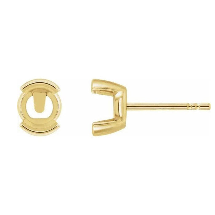 14K Gold Round Half Bezel Earring Mounting Available in 3mm - 8.2mm
