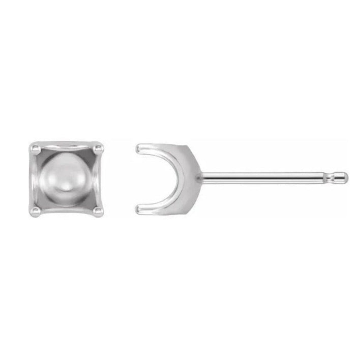 14K Gold Round U-Prong Earring Mounting Available in 3mm - 8mm