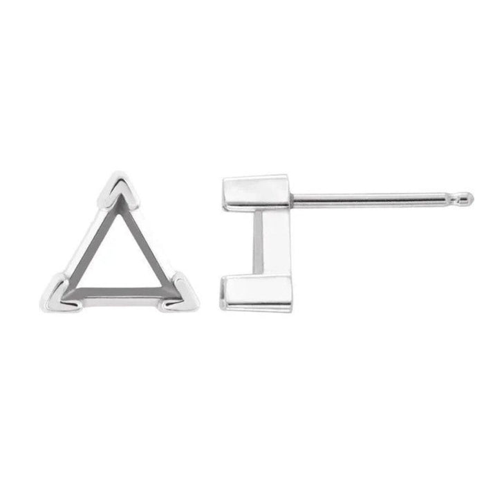 14K Gold Triangle V-Prong Earring Mounting Available in 3x3x3mm - 9x9x9mm