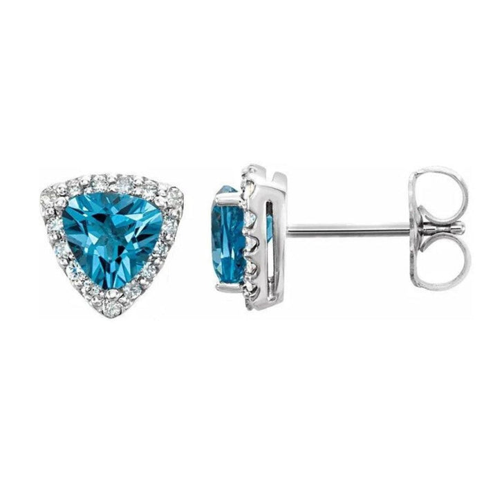 14K Gold Trillion 3-Prong Halo-Style Earring Mounting Available in 5 x 5 x 5 mm