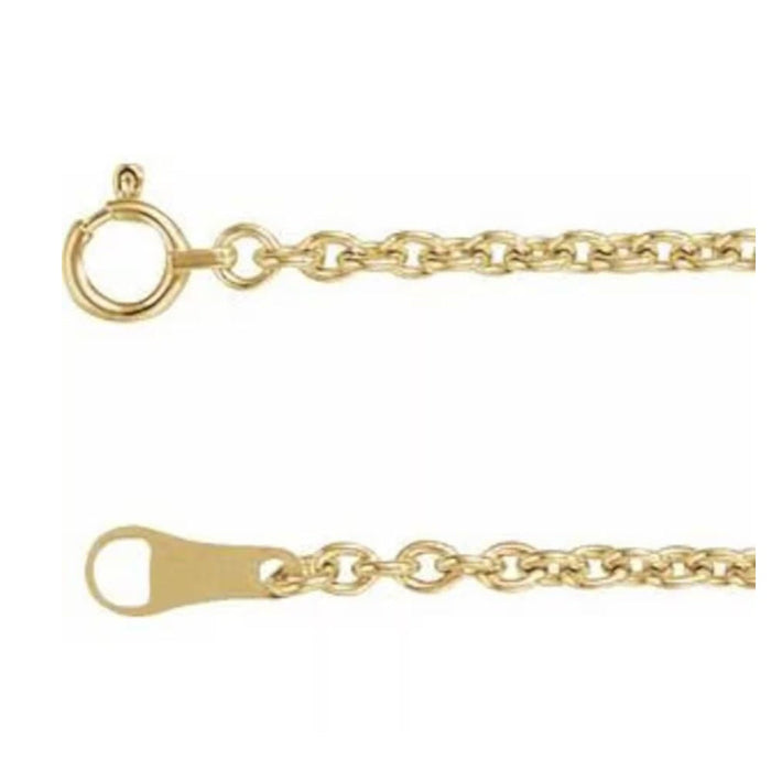 18K / 10K Gold 2.2 mm Cable Chain with Spring Ring Available in 16 Inches - 24 Inches
