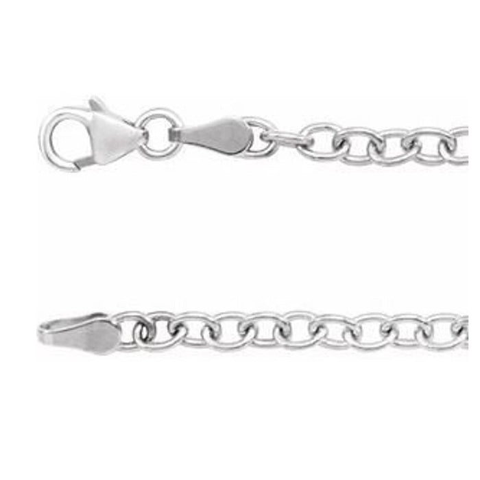 14K Gold 3.25 mm Oval Cable Chain with Lobster Clasp