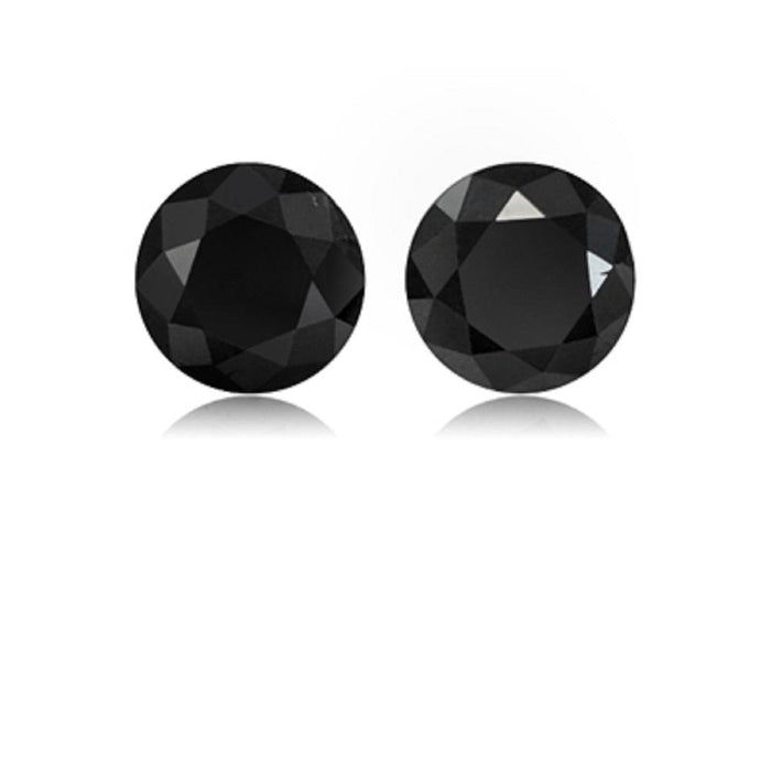 3.30 Cts Pair Treated Fancy Black Diamond AAA Quality Round Cut