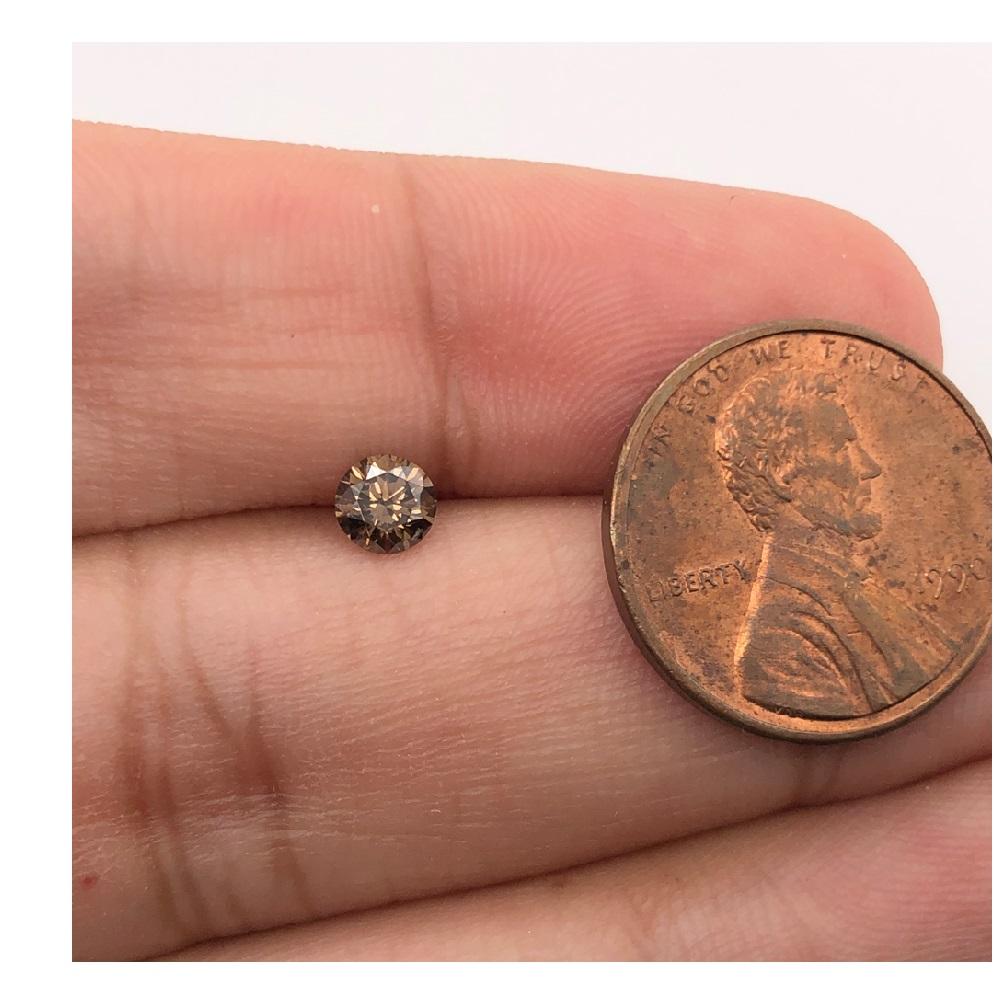 0.37 Cts Natural Fancy Brown Diamond SI2 Quality Round Cut