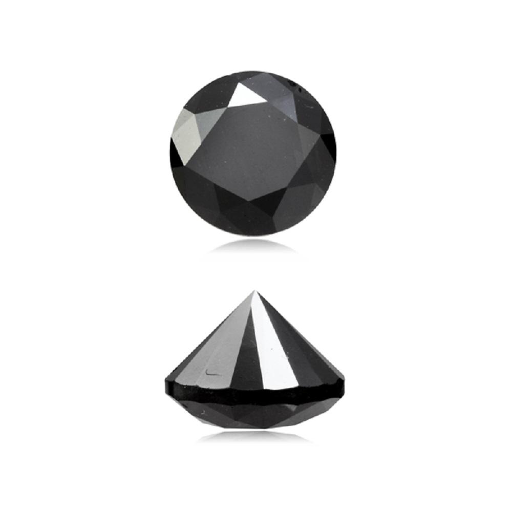1.72 Cts Treated Fancy Black Diamond AAA Quality Round Cut