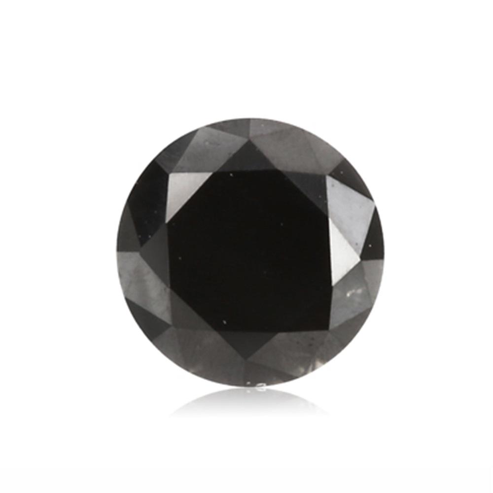 0.56 Cts Treated Fancy Black Diamond AAA Quality Round Cut