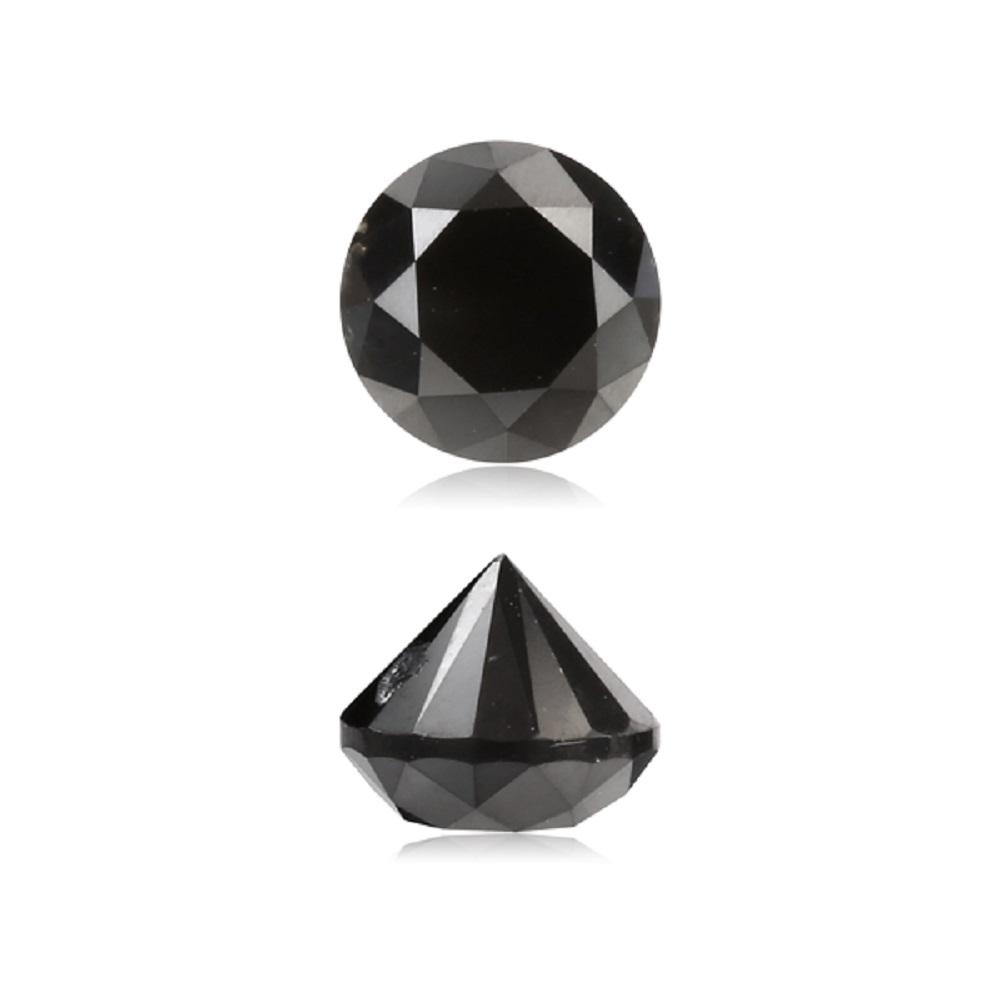 0.74 Cts Treated Fancy Black Diamond AAA Quality Round Cut