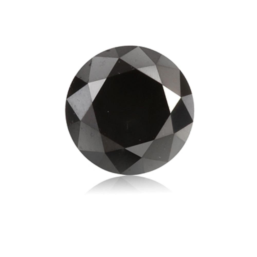 0.61 Cts Treated Fancy Black Diamond AAA Quality Round Cut