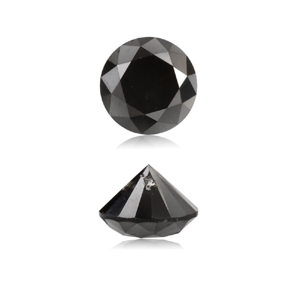 0.61 Cts Treated Fancy Black Diamond AAA Quality Round Cut