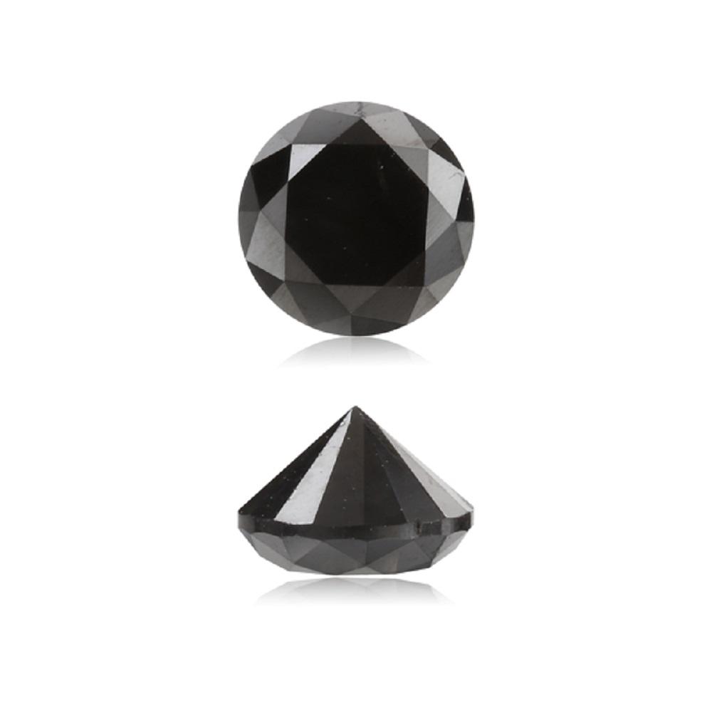 0.71 Cts Treated Fancy Black Diamond AAA Quality Round Cut