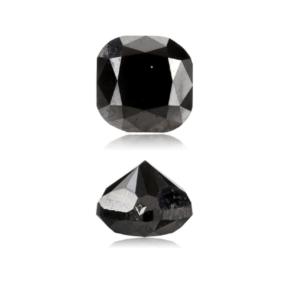 1.34 Cts Treated Fancy Black Diamond AAA Quality Cushion Cut