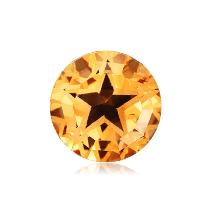 Natural Yellow Citrine Round Texas Star Cut