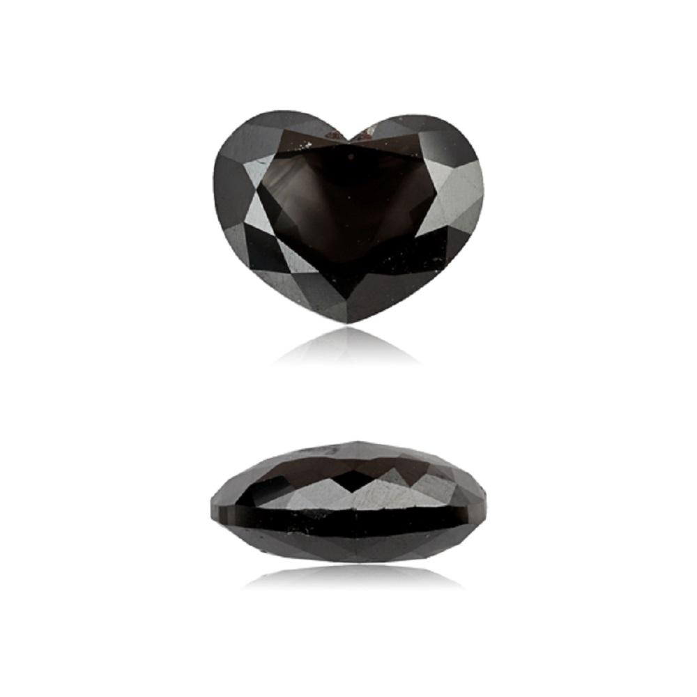 3.15 Cts Treated Fancy Black Diamond AAA Quality Heart Cut