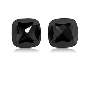 4.14 Cts Pair Treated Fancy Black Diamond AAA Quality Cushion Cut