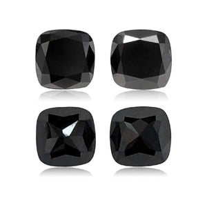 4.14 Cts Pair Treated Fancy Black Diamond AAA Quality Cushion Cut