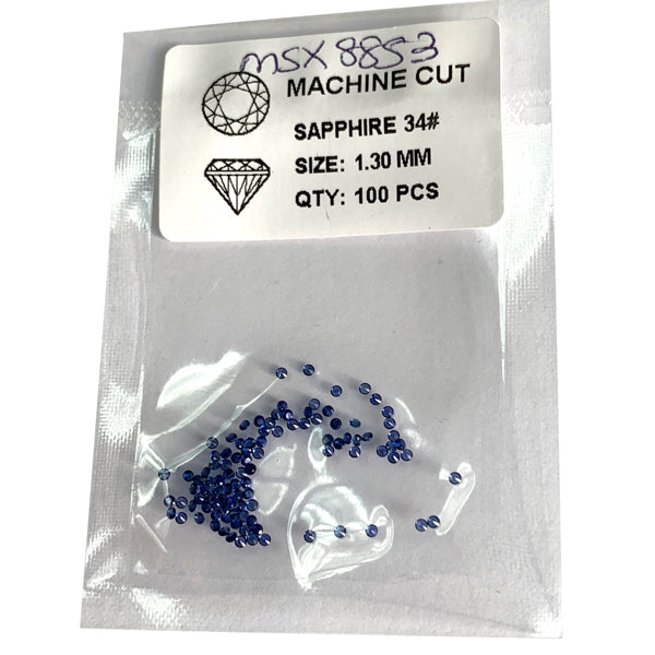 1.30 mm Synthetic Blue Sapphire Round Machine Cut Parcel ( 100 pc )