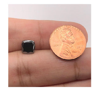 1.85 Cts Treated Fancy Black Diamond AAA Quality Cushion Cut