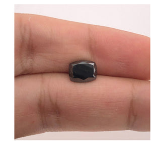 2.54 Cts Treated Fancy Black Diamond AAA Quality Cushion Cut