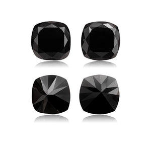 4.93 Cts Pair Treated Fancy Black Diamond AAA Quality Cushion Cut