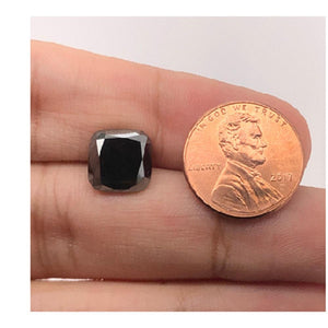 5.67 Cts Treated Fancy Black Diamond AAA Quality Cushion Cut