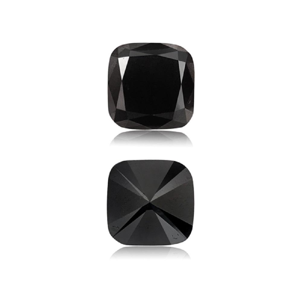 5.67 Cts Treated Fancy Black Diamond AAA Quality Cushion Cut