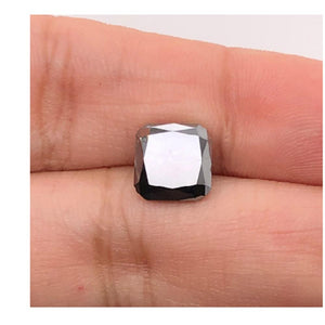 4.16 Cts Treated Fancy Black Diamond AAA Quality Cushion Cut