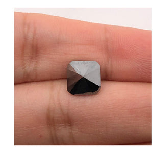 4.16 Cts Treated Fancy Black Diamond AAA Quality Cushion Cut