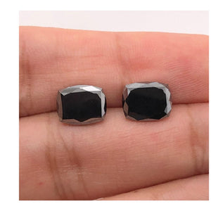 7.77 Cts Pair Treated Fancy Black Diamond AAA Quality Cushion Cut