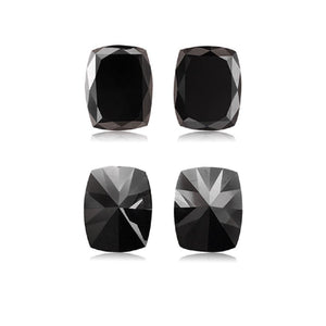 7.77 Cts Pair Treated Fancy Black Diamond AAA Quality Cushion Cut