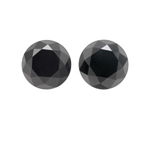 7.09 Cts Pair Treated Fancy Black Diamond AAA Quality Round Cut