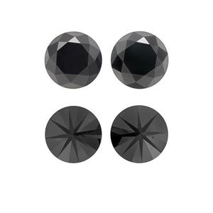7.09 Cts Pair Treated Fancy Black Diamond AAA Quality Round Cut