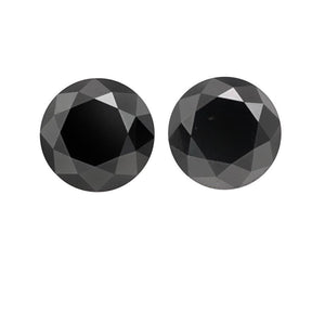 7.34 Cts Pair Treated Fancy Black Diamond AAA Quality Round Cut