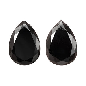 4.23 Cts Pair Treated Fancy Black Diamond AAA Quality Pear Cut