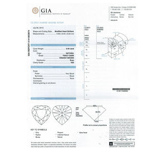 0.49 Cts Natural Fancy Brown Diamond VS2 Quality Heart Cut