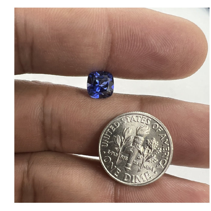Lab Grown Tanzanite Sapphire Cushion Cut Squarish