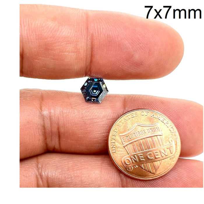 Lab Created Hexagon Blue Moissanite