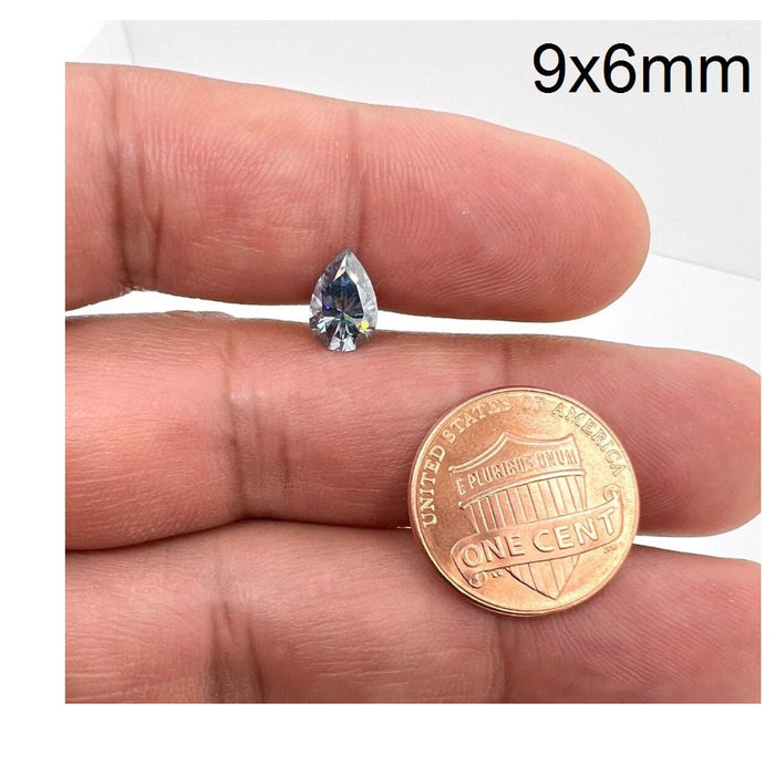 Lab Created Pear Blue Moissanite