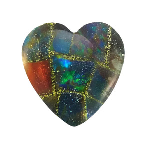 Lab Created Loose Heart Cabochon Mosaic Opal