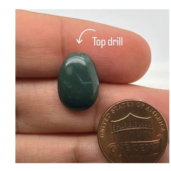 Loose Green Jasper Cabochon Top Drilled Egg Shape