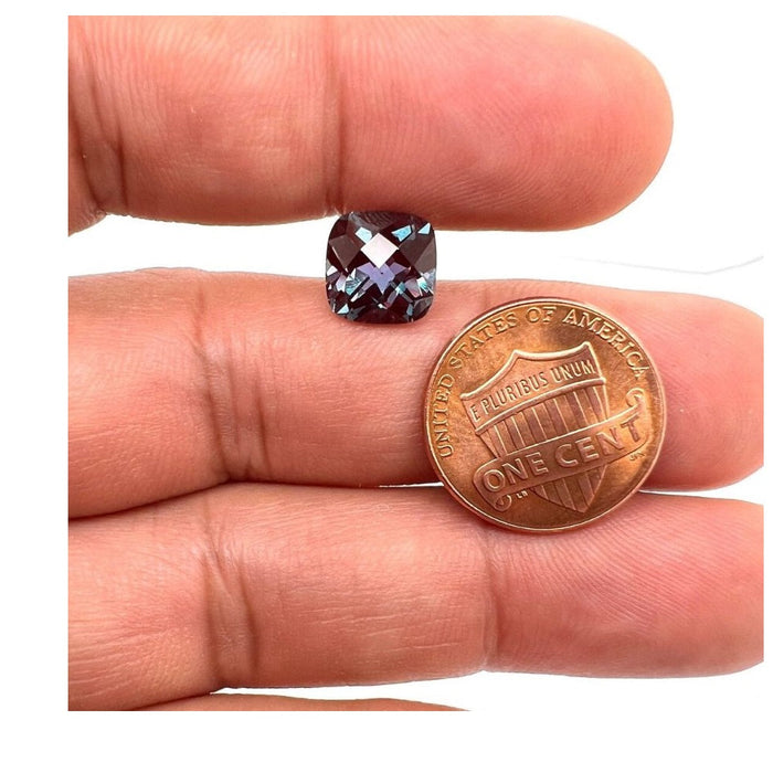 Lab Created Alexandrite Cushion-Checker Cut - (Squarish)