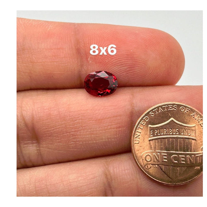 Lab Created Red Ruby Oval Step Cut 8x6mm