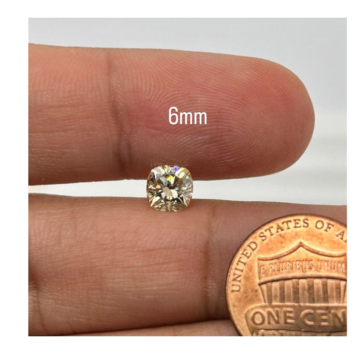 Lab Grown Cushion Champagne Moissanite