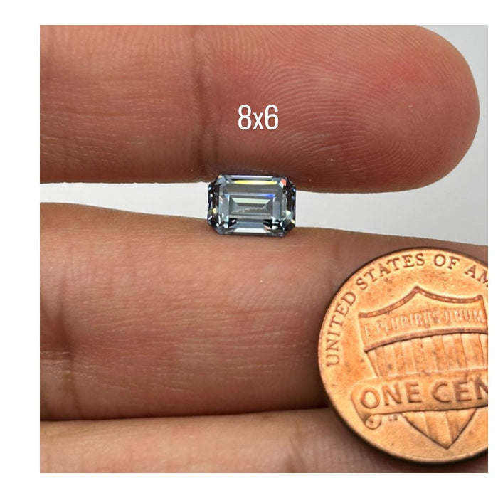 Lab Grown Emerald Blue Grey Moissanite