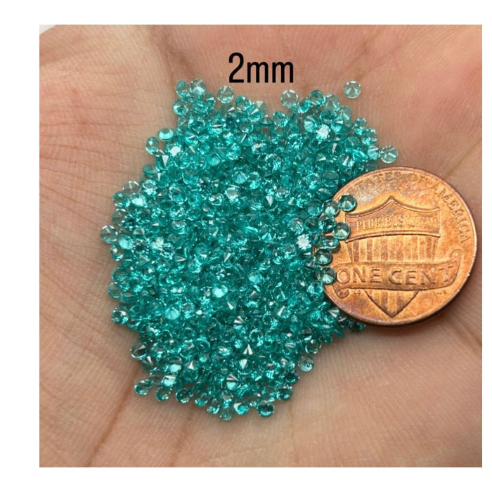Synthetic Loose YAG Paraiba Gemstones Small Round Parcels Sizes 2MM-5MM