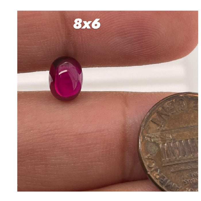 Synthetic Ruby Oval Cabochon Cut