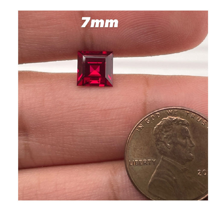 Synthetic Ruby Square Step Cut