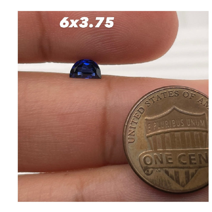 Synthetic Blue Sapphire Half Moon Cut