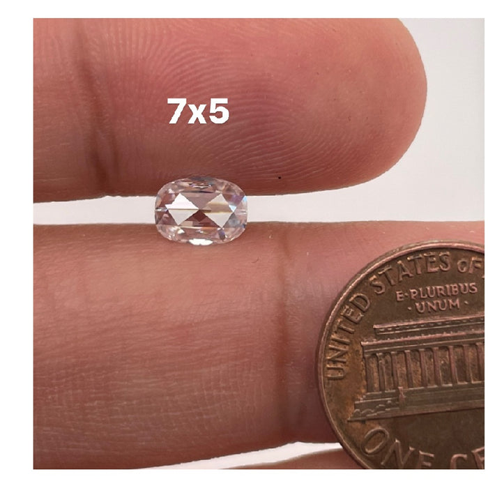 Lab Created DEF Color Elongated Cushion Rose Cut White Moissanite