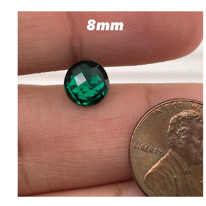 Lab Created Emerald Round Briolette Cut