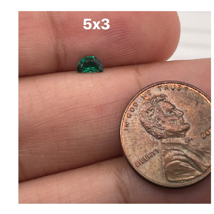 Lab Created Emerald Half Moon Cut